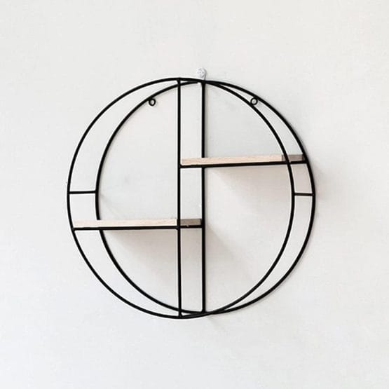 Estanteria circular de madera y metal
