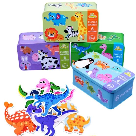 Puzzle animales 6 en 1 en lata