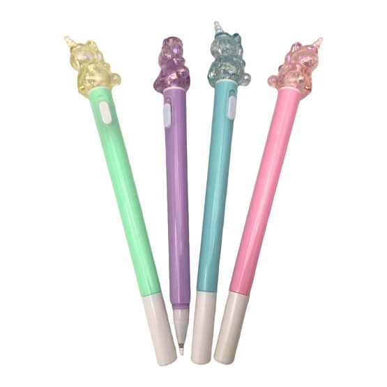Lapicera gel unicornio con luz