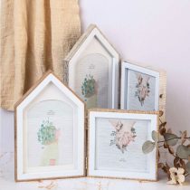 Portarretrato 2 fotos madera figura casa