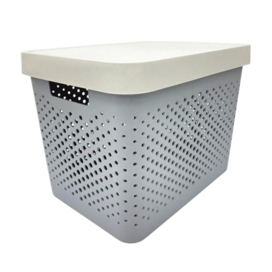 Caja organizadora grande gris calada 37×27.5x27cm