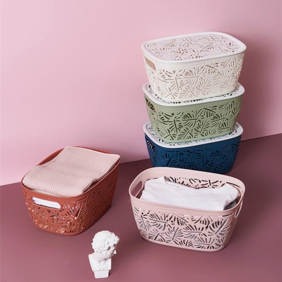 Caja organizadora grande hojitas con tapa