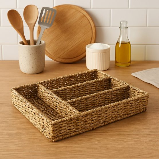 Organizador para cubiertos 4 divisiones 34x6x24 cm