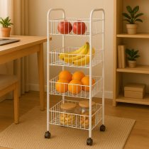 Organizador con ruedas de metal 4 estantes 36x77x23 cm