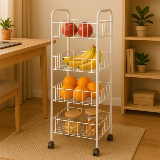 Organizador con ruedas de metal 4 estantes 36x77x23 cm