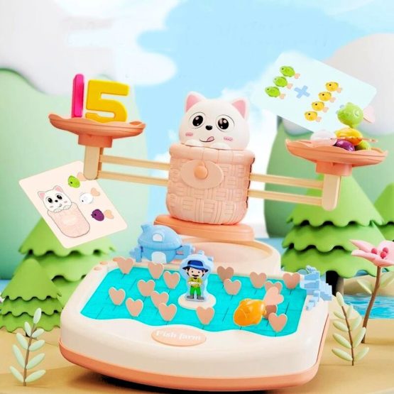 Juego matematico balanza gatito pesca