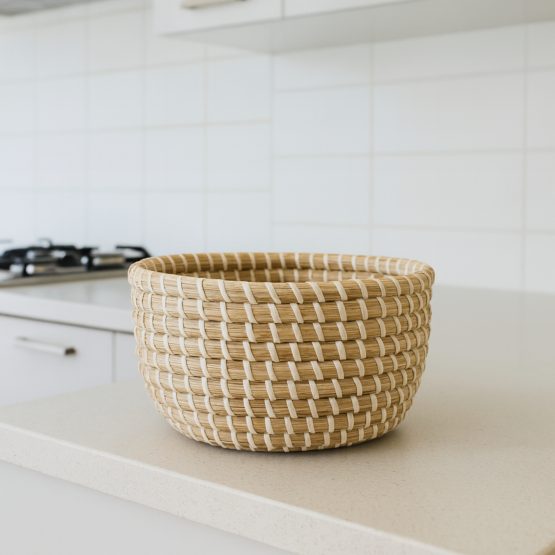 Cesto redondo de fibras naturales 20×10 cm