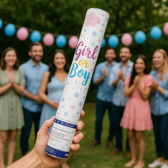 Tubo lanza papel picado baby shower 38cm