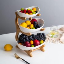 Organizador para fruta bambu 3 niveles 32×23 cm