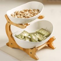 Organizador para frutas bambu 2 niveles 26.5×22 cm
