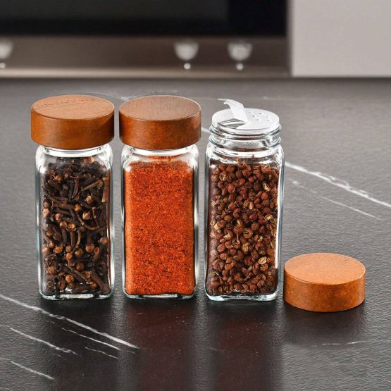 Condimentero con tapa madera oscura