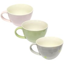 Taza grande de ceramica colores pasteles 11×8.8 cm