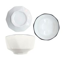 Bowl de ceramica blanco con borde negro 11.43cm