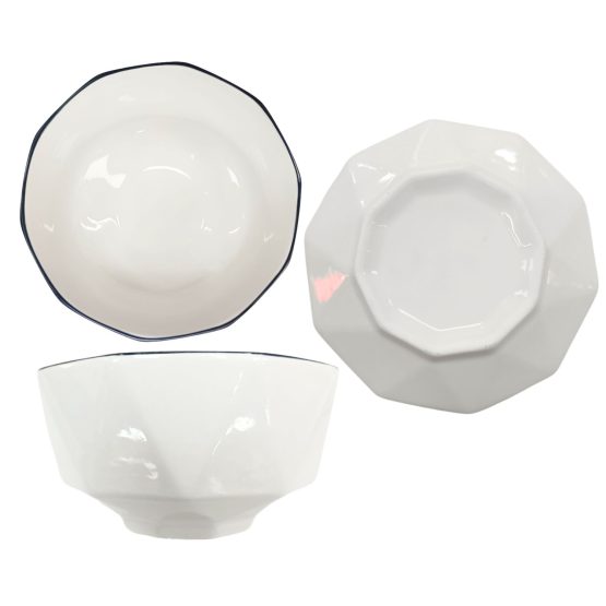 Bowl de ceramica con borde negro 15.24 cm