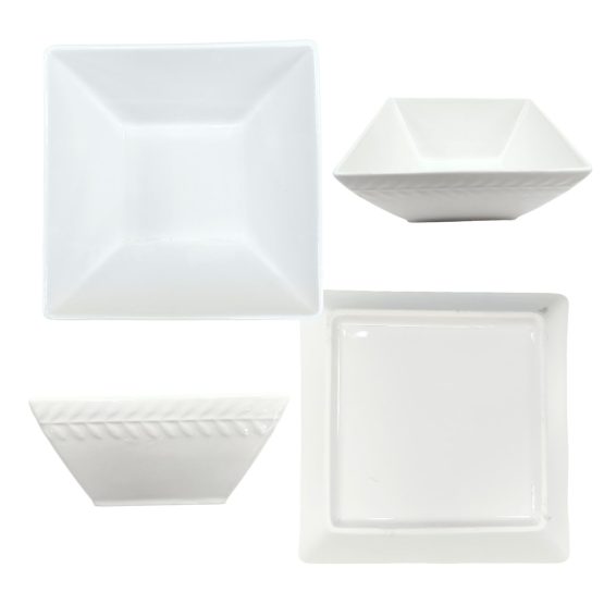 Plato de ceramica con textura cuadrado hondo 15.24cm