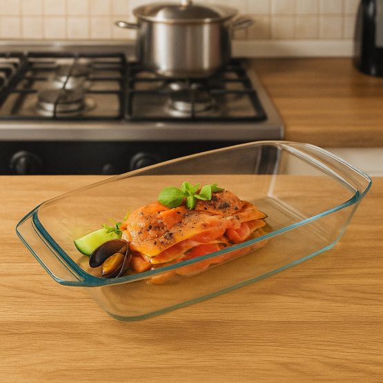 Fuente vidrio rectangular en caja 38.5×21.7×6.2 cm