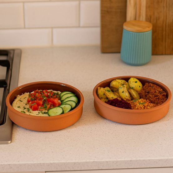 Bowl cazuela ceramica terracota x2 en caja 16×4 cm