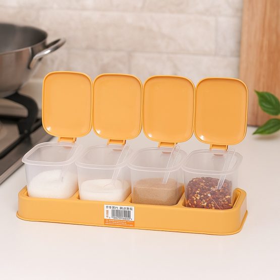 Condimentero x4 plastico con cuchara