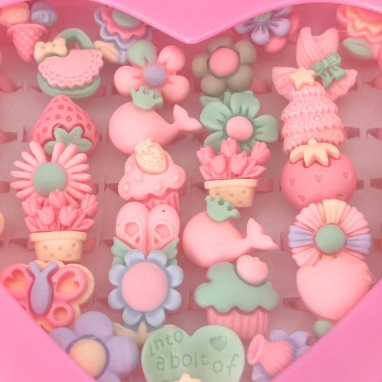 Anillo plastico y resina diseños flores