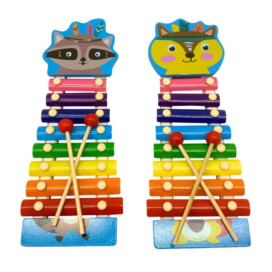 Xilofono madera y metal diseños animales 34×12 cm