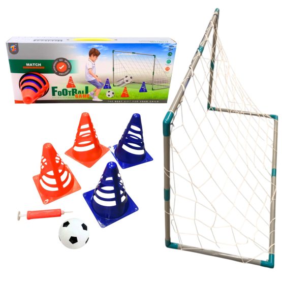 Arco de futbol con conos entrenamiento 108x68x46 cm