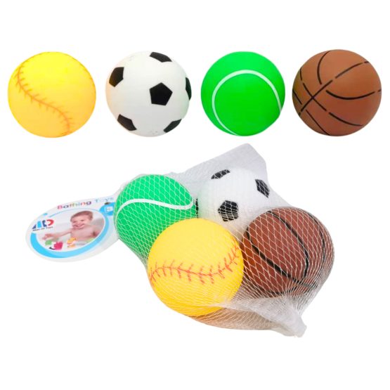 Pelota de goma con chifle x4 5cm