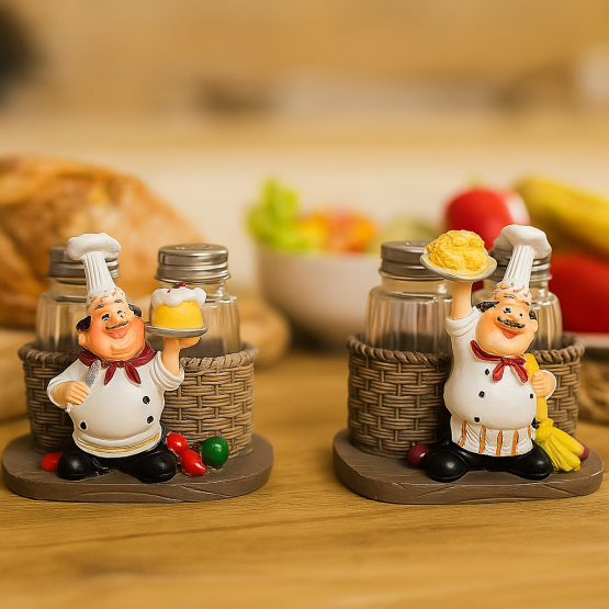 Salero y pimentero vidrio con soporte 11×8 cm