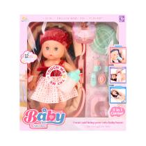 Muñeca con cuna y accesorios 36x11x40 cm