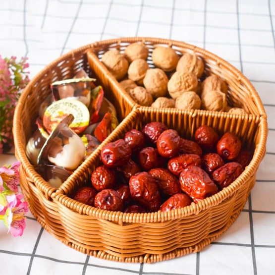 Organizador redondo 3 divisiones chico simil ratan 25×6 cm