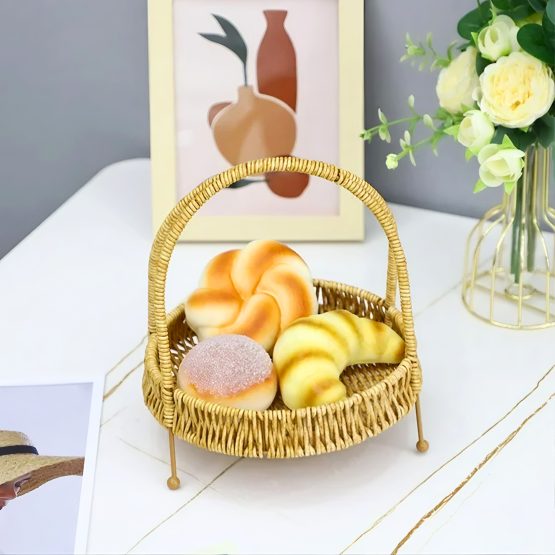 Cesto un nivel simil ratan 22×22 cm