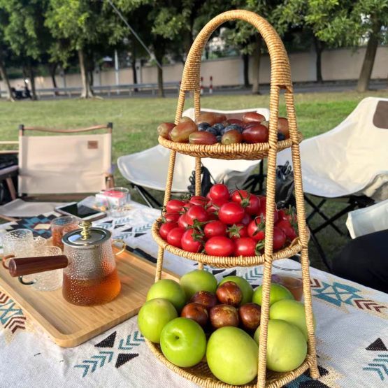 Organizador 3 niveles simil ratan 22×42 cm