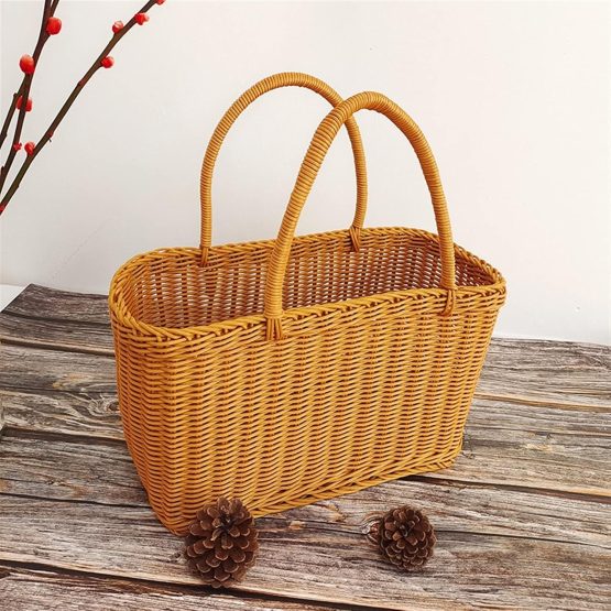 Canasto rectangular ratan con asas fijas 32x16x20 cm