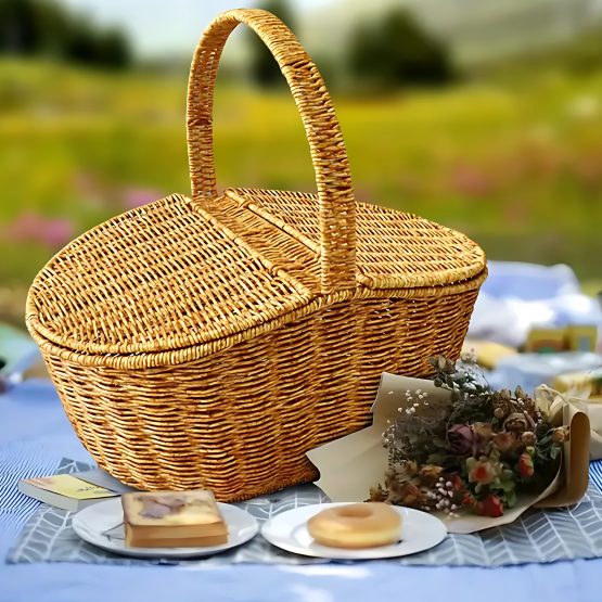 Canasta de picnic ratan 42x27x35 cm
