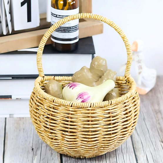 Cesto oval ratan para colgar chico 15.5x11x10 cm