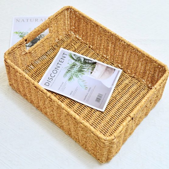 Organizador rectangular ratan chico 33x23x11 cm