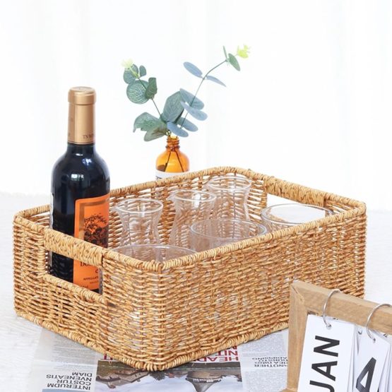 Organizador rectangular ratan mediano 36x26x12 cm