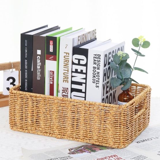 Organizador rectangular ratan grande 39x29x13 cm