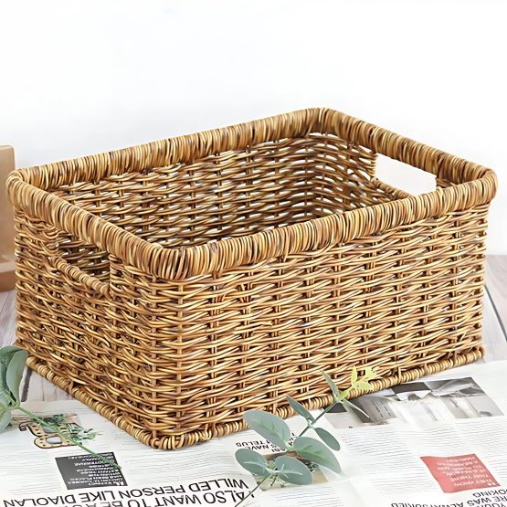 Organizador rectangular ratan alto 34x24x16 cm