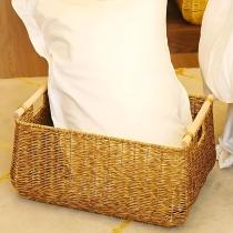 Organizador ratan con asas madera 50x34x28 cm