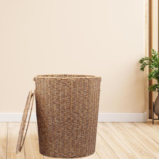 Organizador redondo ratan con tapa 35×42