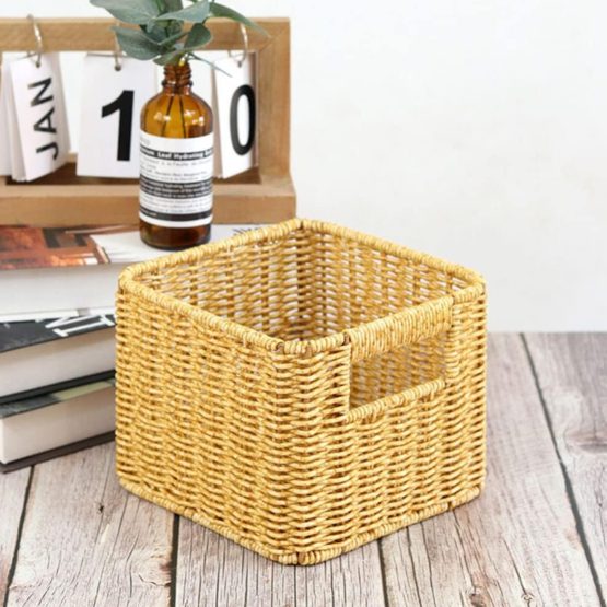 Organizador cuadrado ratan 16x16x13 cm