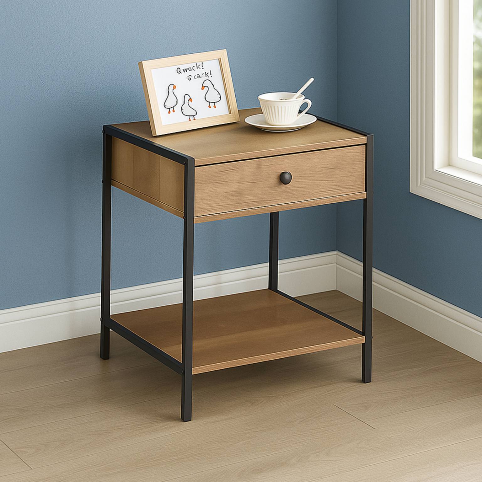 Mesa de luz con cajon y estante 40x50x40 cm