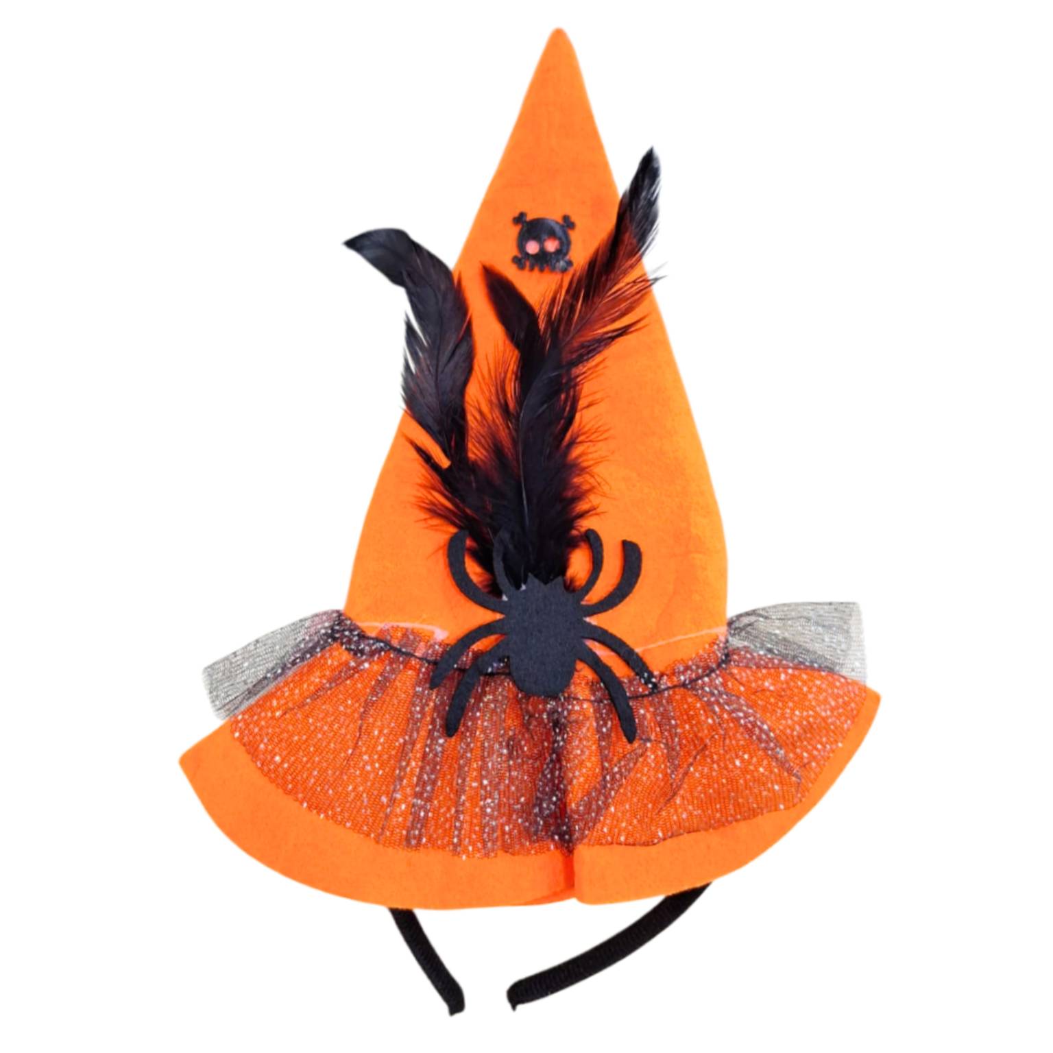 Tiara con sombrero naranja y apliques