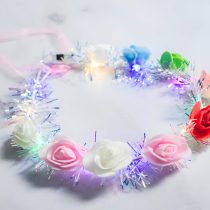 Tiara flores con luz blanca