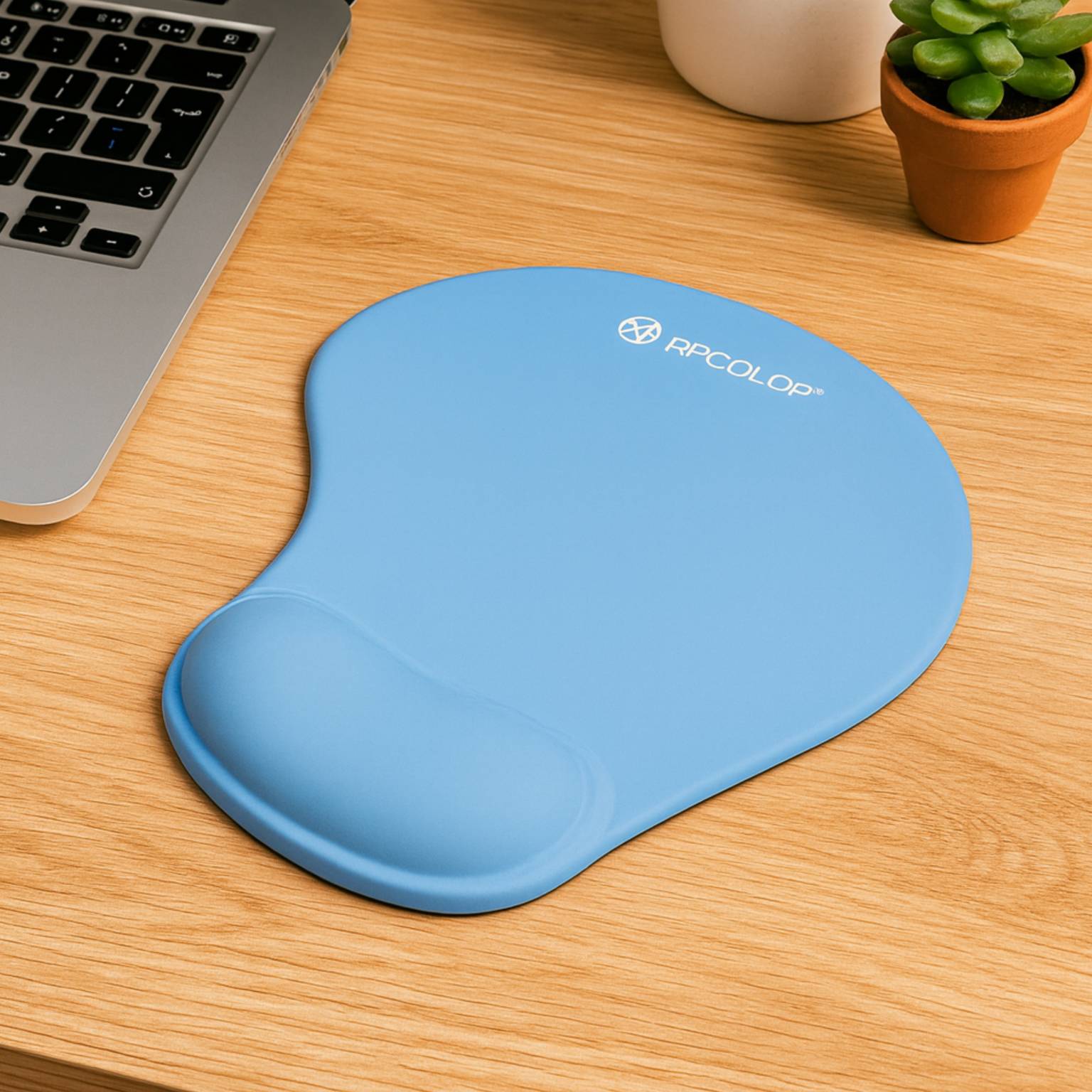 Mouse pad con gel celeste/negro