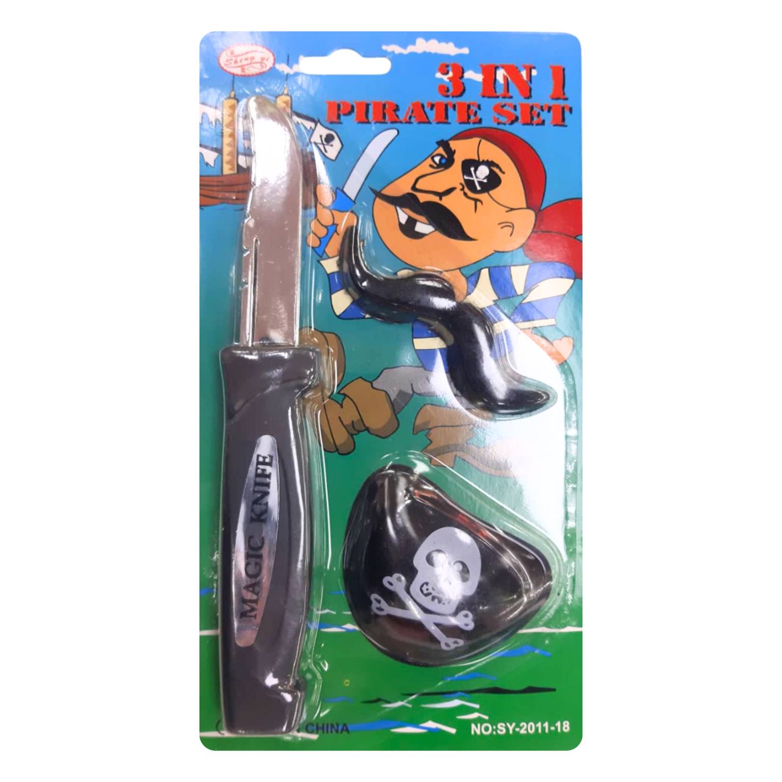 Parche pirata con cuchillo y bigote 18cm