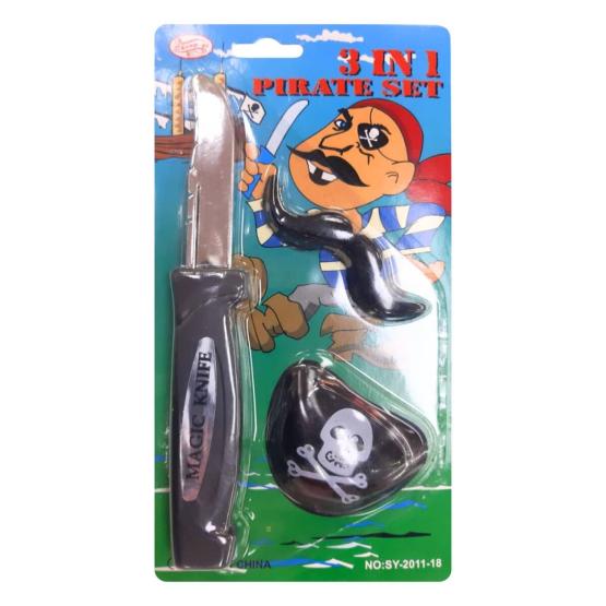Parche pirata con cuchillo y bigote 18cm