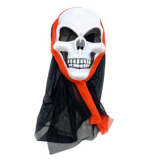 Mascara plastico calavera tela atras 16×25 cm