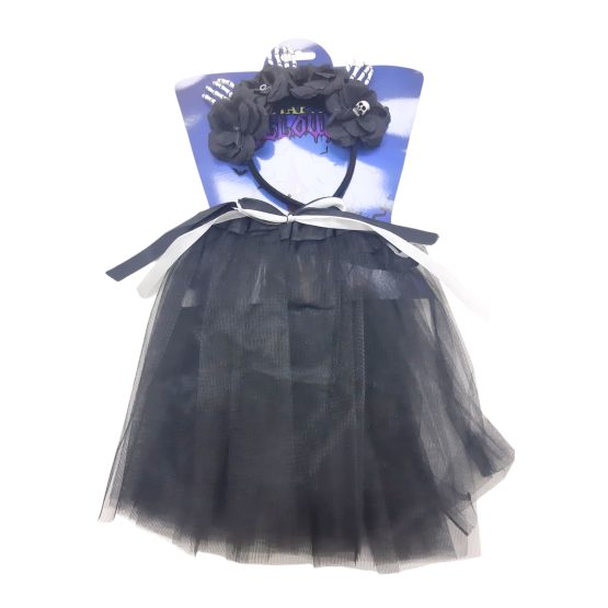 Disfraz pollera con tiara manos calaveras