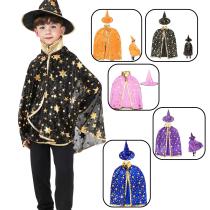 Disfraz bruja gorro y capa con estrellas 90cm